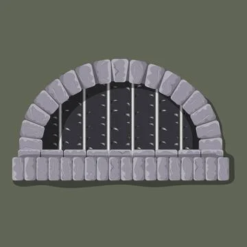 Vector castle medieval dungeon window with strong grunge steel and darkness 스톡 일러스트