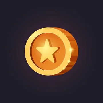 Vector casual game icon with star symbol. Isolated golden coin. GUI UI for web Stock-Illustration
