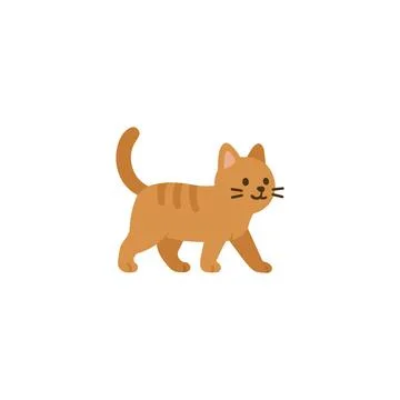 Vector cat flat icon. Cute kitten pet cartoon animal little icon. Happy simple Stock Illustration
