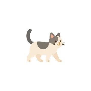 Vector cat flat icon. Cute kitten pet cartoon animal little icon. Happy simple Stock Illustration