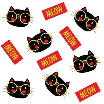 Vector cat kitty meow pattern design Stock Illustration