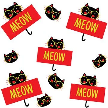 Vector cat kitty meow pattern design Stock Illustration