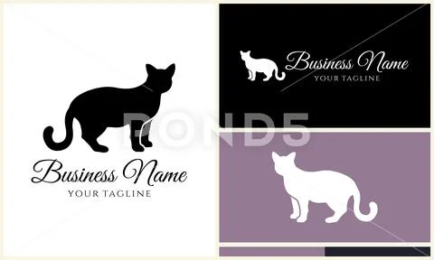 Vector cat line logo template Stock Illustration