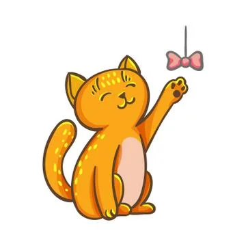 Vector cat in line style. Cute cat in cartoon style isolated on white backgro Stock Illustration