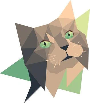 Vector cat low poly style Stock Illustration