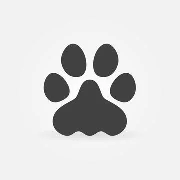 Vector Cat or Dog Paw Footprint concept silhouette icon Stock Illustration