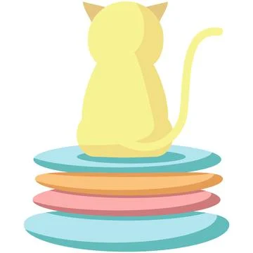 Vector cat pet on plate stack emoticon icon Illustrazione stock