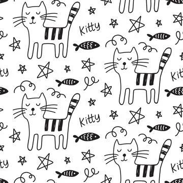 Vector Cat seamless pattern Stock Illustration