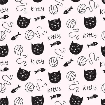 Vector Cat seamless pattern Stock Illustration