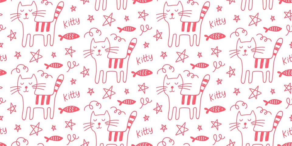 Vector Cat seamless pattern Stock Illustration