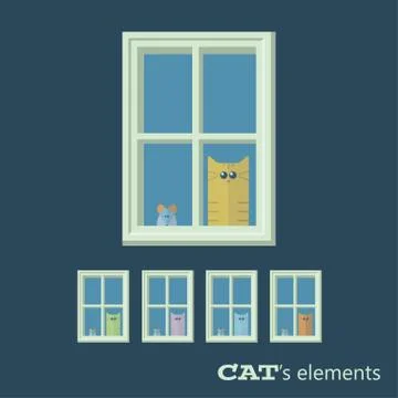 Vector cats elements Stock Illustration