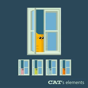 Vector cats elements Stock Illustration