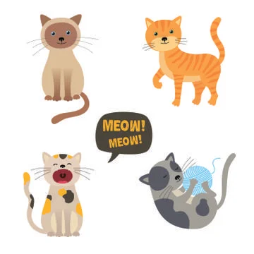 Vector cats. Set characters. Cute cat. Meow Stock Illustration