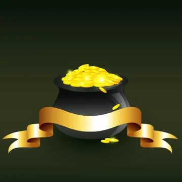 Vector cauldron full of gold coins Stock Illustration