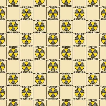 Vector Caution Radiation - Warning sign colored seamless pattern 스톡 일러스트
