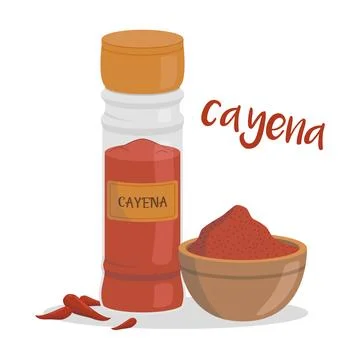 Vector cayenne illustration isolated in cartoon style. Spanish name. Herbs .. Stock Illustration