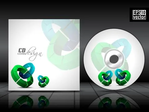 Vector CD cover in blue color with 3D green circles and space for your text.. 스톡 일러스트