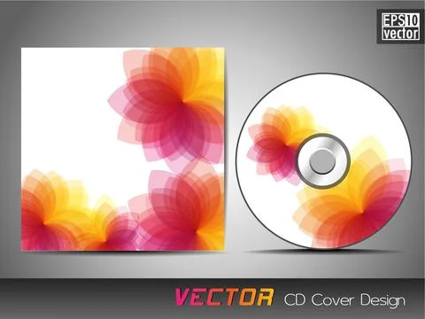Vector CD cover design with floral design. EPS 10. Vector illustration. Stock Illustration