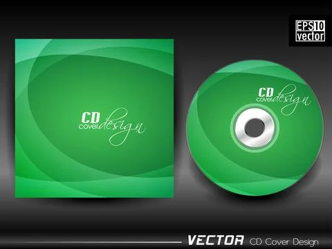Vector CD cover in  green color with wave effect Stock Illustration