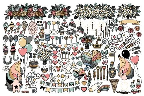 Vector celebration objects set Stock Illustration