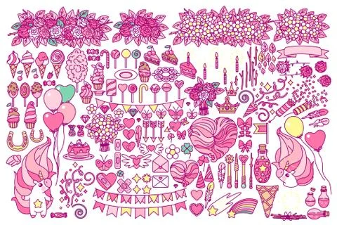 Vector celebration objects set Stock Illustration