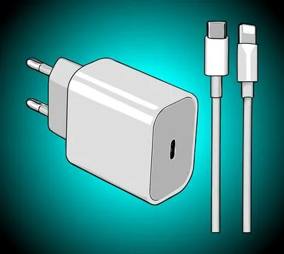 Vector cellphone charger and cable Stock Illustration