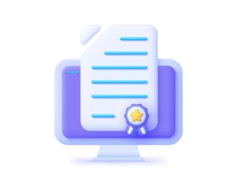 Vector certificate 3D. 3d letter vector illustration design. Computer 3d. Vector Stock Illustration