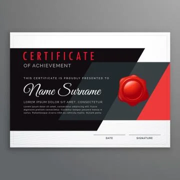 Vector certificate design in modern black and red geometric shapes Stock Illustration