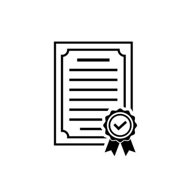 Vector certificate icon with rosette and check Stock Illustration