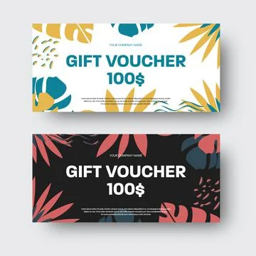 Vector certificate template with abstract elements, tropical palm leaves, mon Stock Illustration