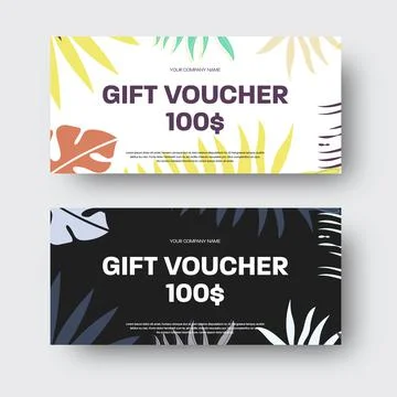 Vector certificate template with abstract wavy elements, tropical palm leaves Stock Illustration