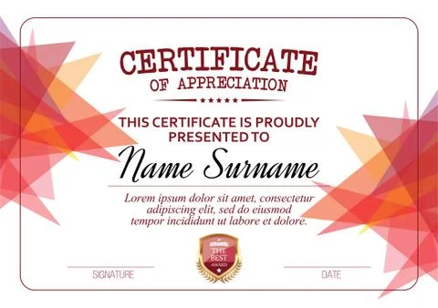 Vector Certificate Template Ilustração Stock