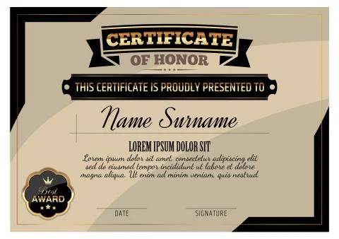 Vector Certificate Template Ilustração Stock