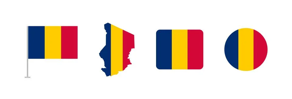Vector Chad flag. Set of Chad Flags Collection. Stock Illustration