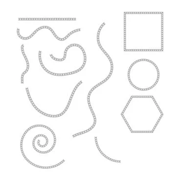 Vector chain borders and curved necklace paths in geometric and spiral shapes Stock Illustration