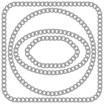 Vector chain circle. Black chain frame isolated on white background Stock Illustration