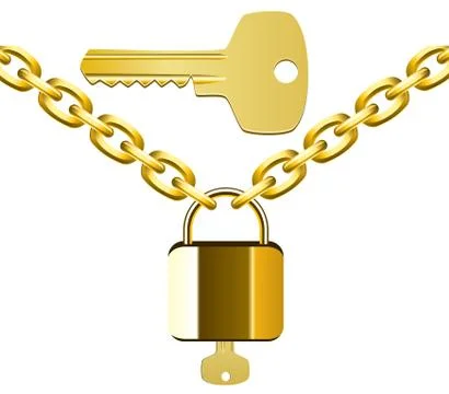 Vector chain, lock and key Stock Illustration