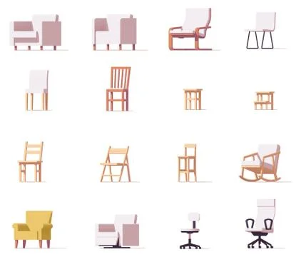 Vector chairs set Stock Illustration