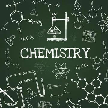 Vector chalk draw chemistry elements 스톡 일러스트