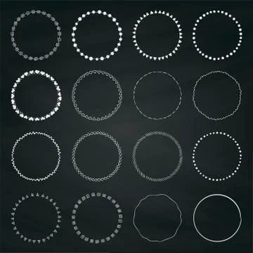 Vector Chalk Drawing Circle Logo and Badge Elements Set Stock Illustration