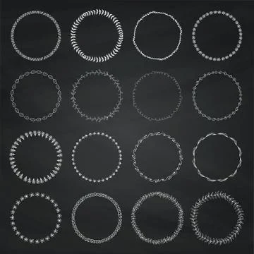 Vector Chalk Drawing Circle Logo and Badge Elements Set Illustrazione stock