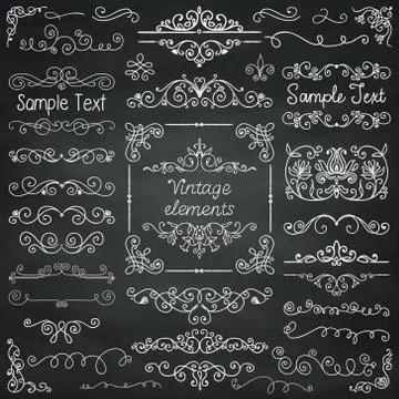 Vector Chalk Drawing Doodle Design Elements Stock Illustration