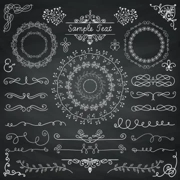 Vector Chalk Drawing Doodle Design Elements Illustrazione stock