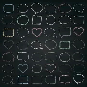 Vector Chalk Drawing Speech Bubbles, Borders, Frames Illustrazione stock
