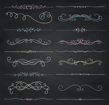 Vector Chalk Drawing Vintage Hand Drawn Dividers Collection 스톡 일러스트