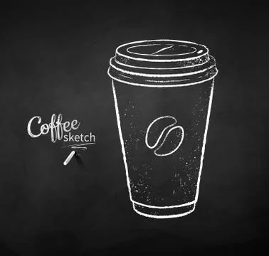 Vector chalk drawn coffee paper cup Stock Illustration