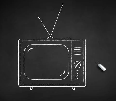 Vector chalk drawn illustration of old TV Stock Illustration