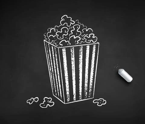 Vector chalk drawn illustration of pop corn bucket Stock Illustration