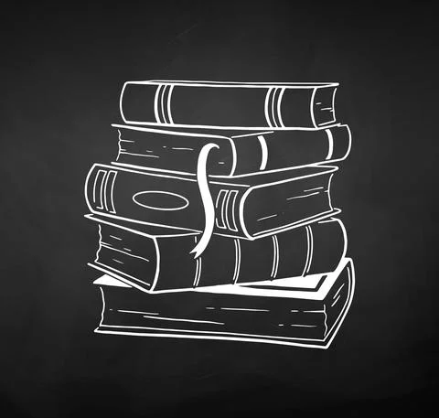 Vector chalk drawn illustration of stack of books Stock Illustration