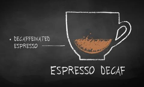 Vector chalk drawn sketch of Espresso Decaf Stock Illustration